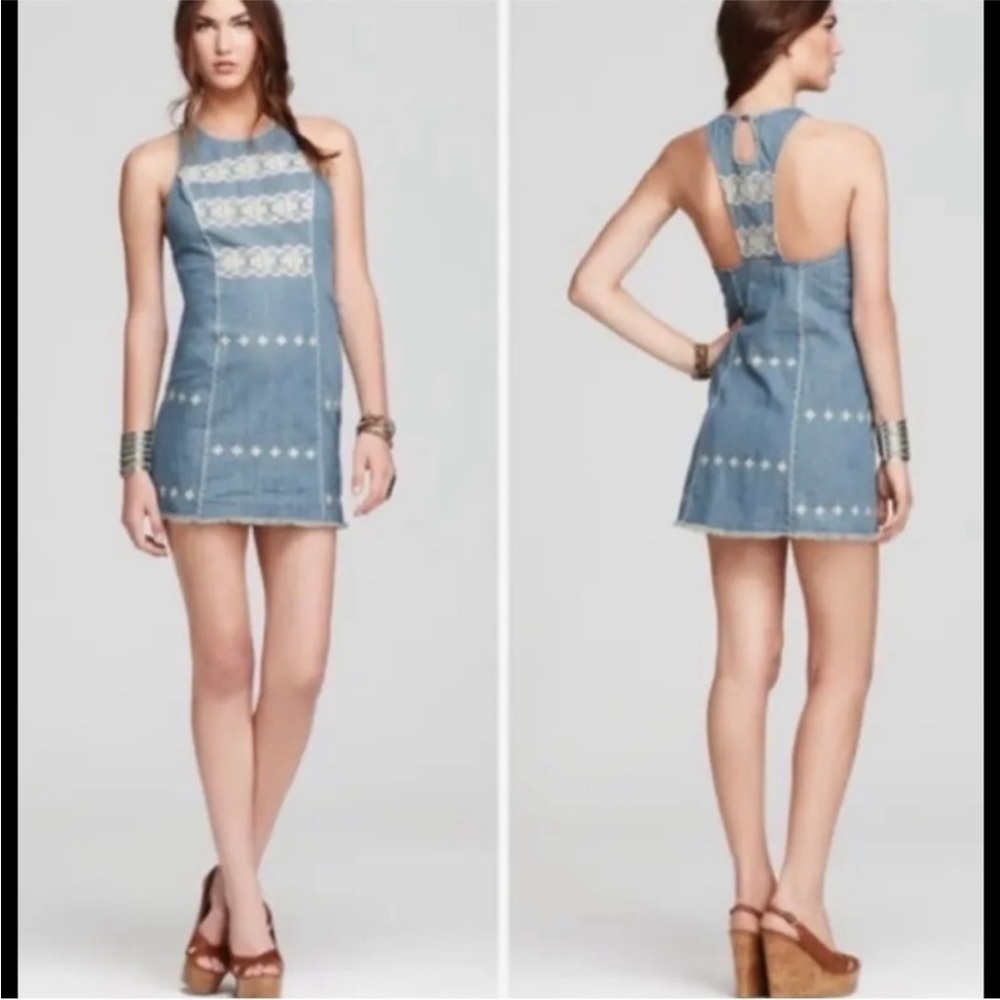 Free People Aztec chambray festival dress medium